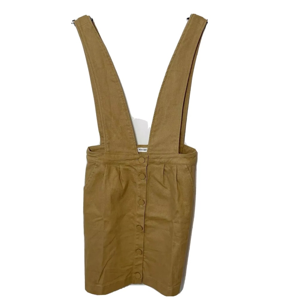 MOD REF Overalls Mini Dress Womens Size S Brown Cyprus Denim School‎ Girl Y2K